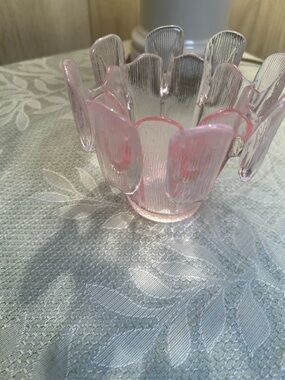 Delicate Pink Viking Glass Petal Accent Vase